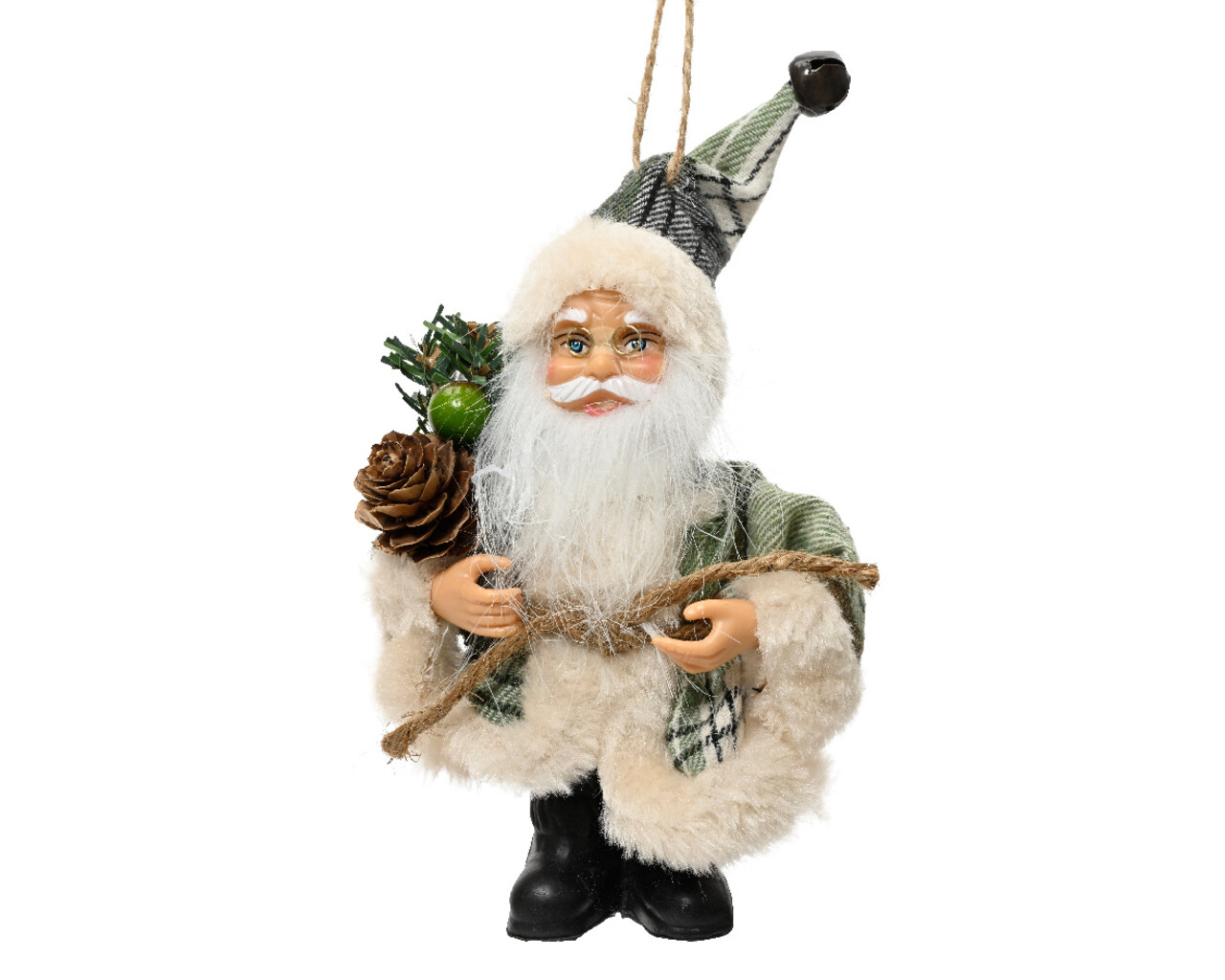 Decoratiune Santa w grey coat, Decoris, 10x5x13 cm, poliester, gri - imagine 3